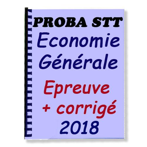 Couverture de Epreuve de ECO GENE Corrigée au PROBA STT 2018